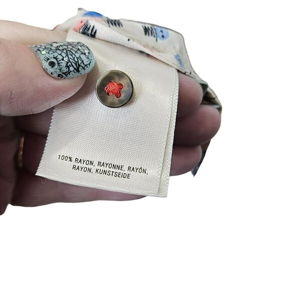 Maeve Womens Button-Down Blouse Polka Dot Heads Top Hat Print Roll Long Sleeve M - Picture 5 of 10